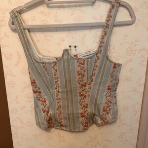 WeWoreWhat Blue and Green Fitted Bustier Tank Top